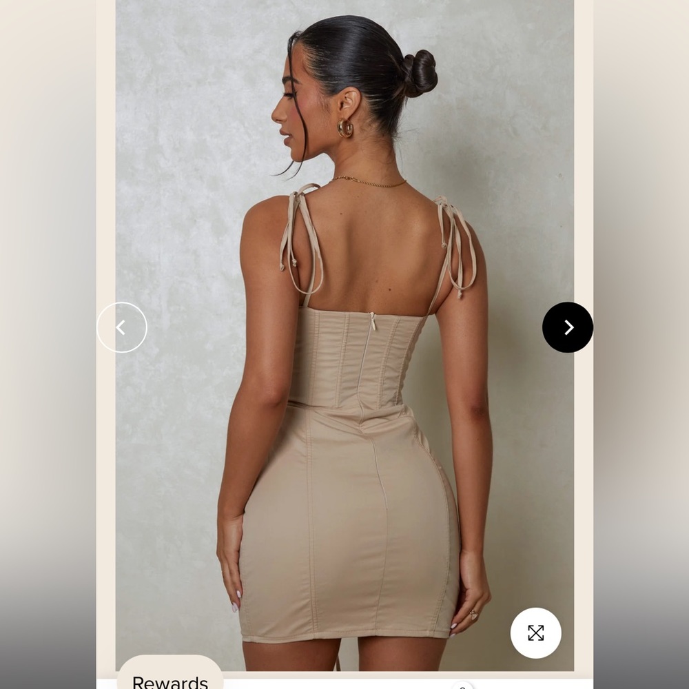 Mars the label “lace up corset dress” in size UK 10 in Stone